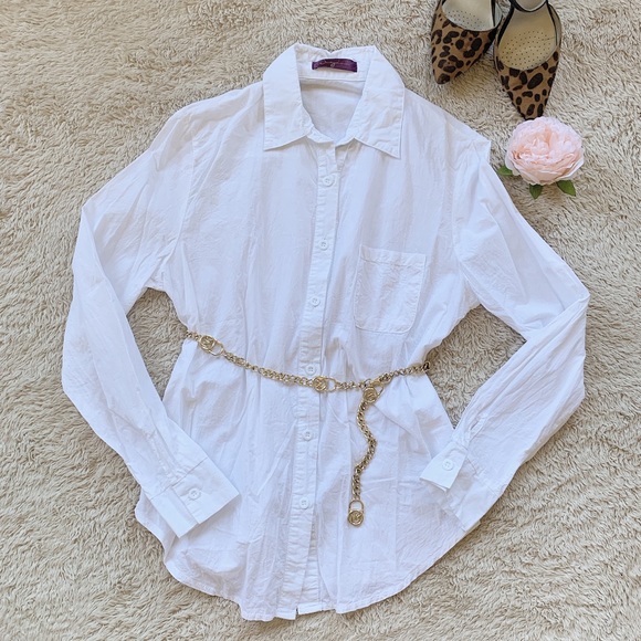Tops - White Long Sleeve Work Button up